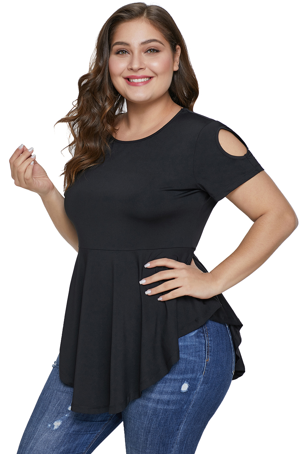 Black Cut out Plus Size Tunic