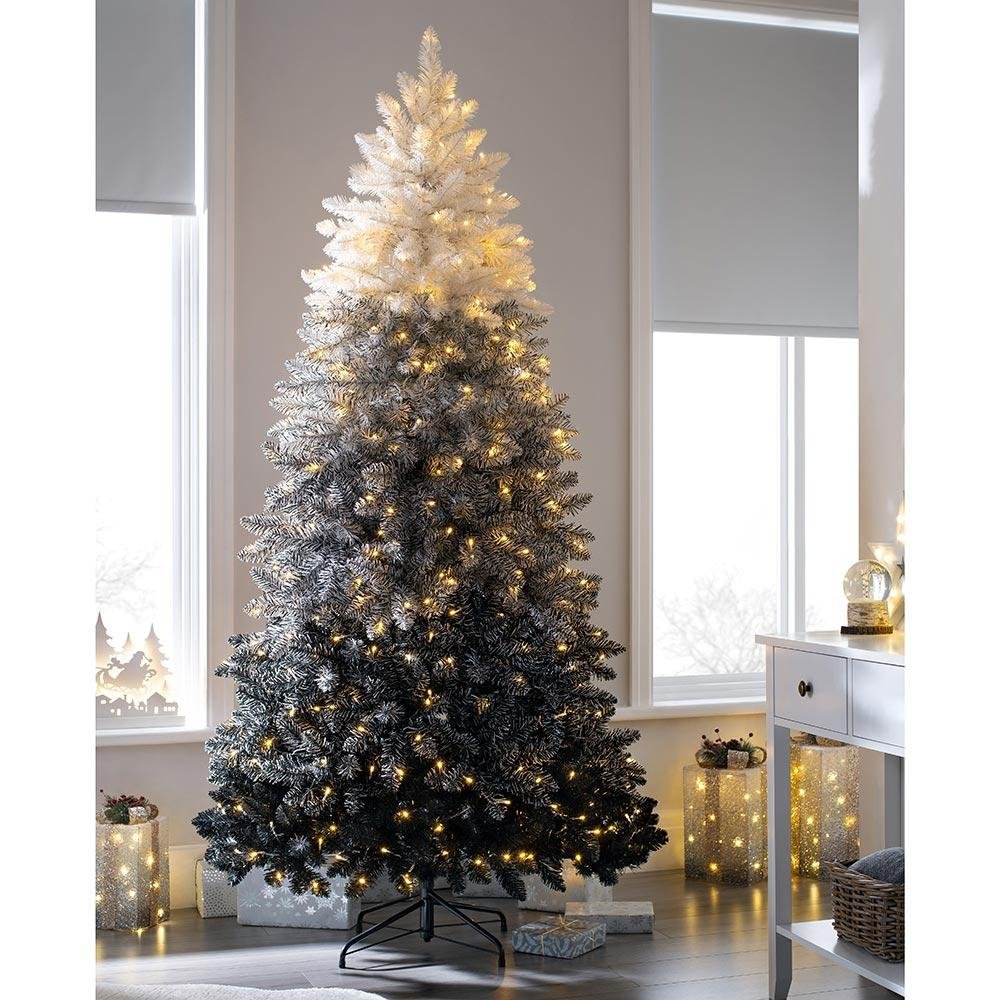 7-foot pre-lit, gradient color Christmas tree with LED lights that chase warmth