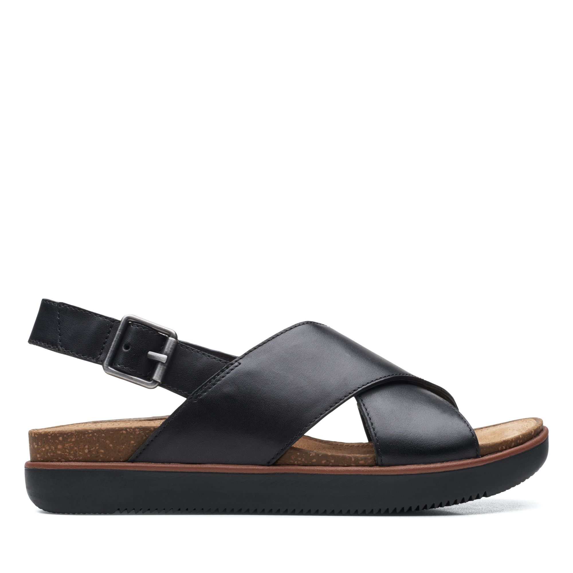 Women Sandals Elayne Cross Black Leather