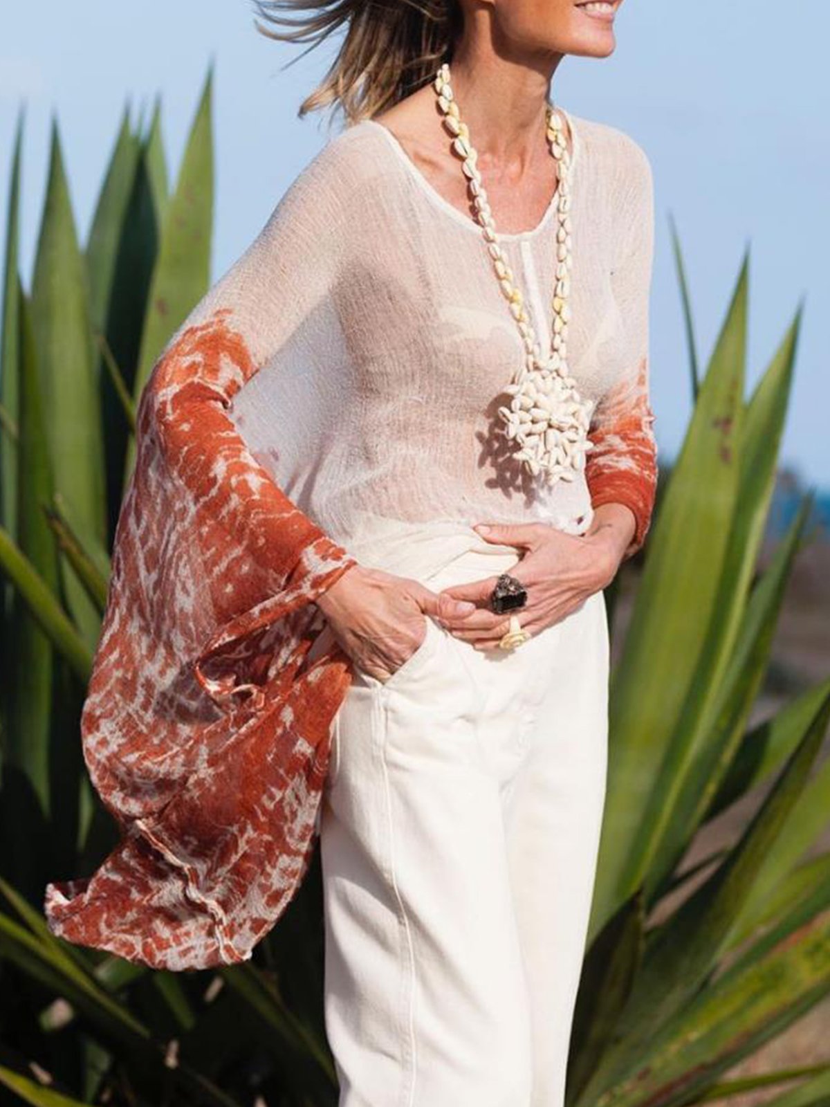 Plus Size Casual Round Neck Long Sleeve Tops