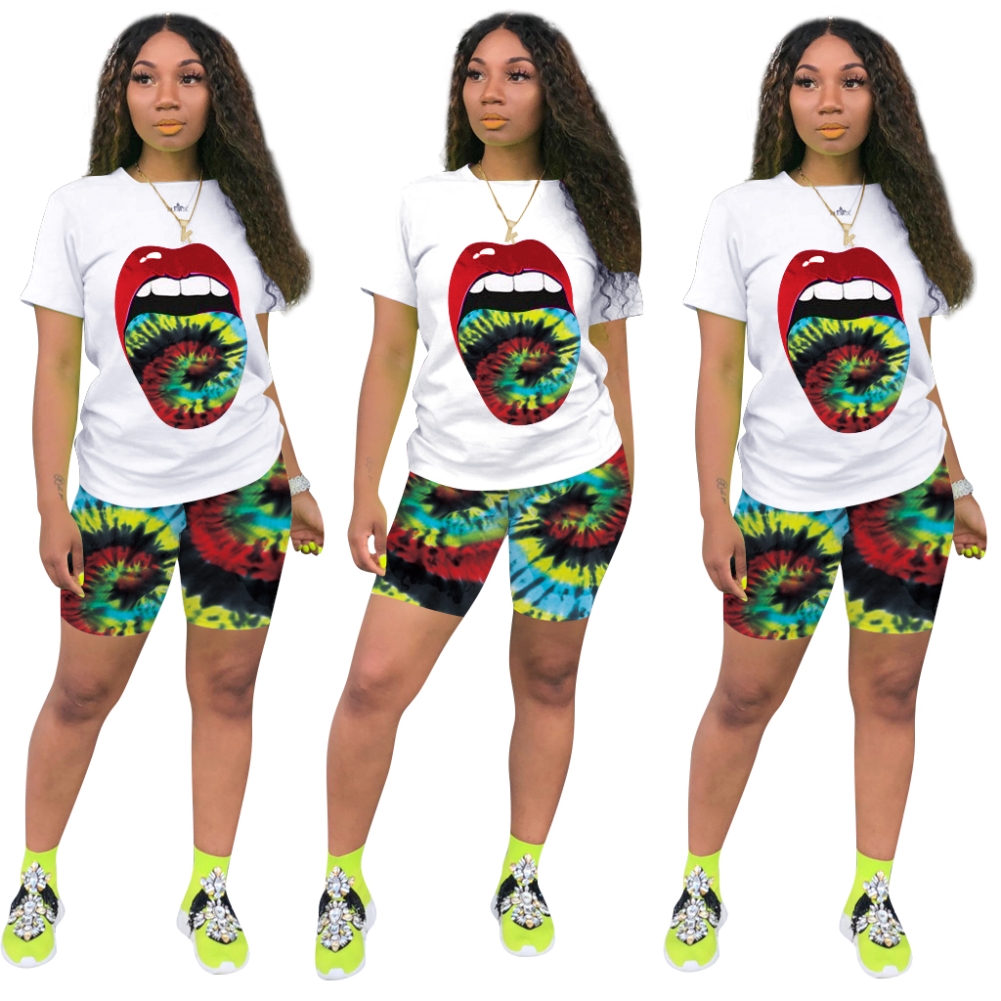 Summer Casual Tie Dye Two Piece Short Set