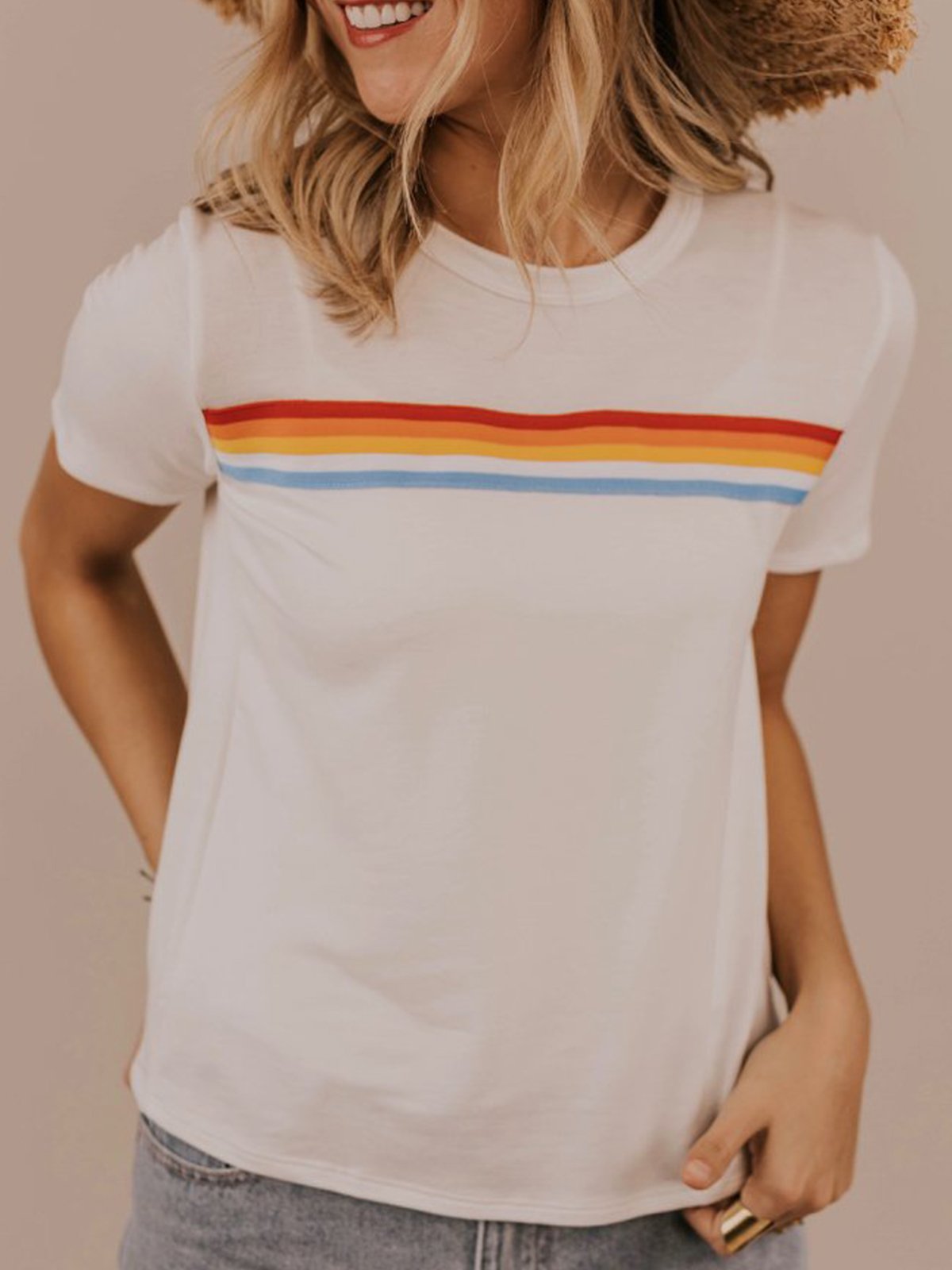 Plus Size Women Short Sleeve Round Neck Vintage Floral Casual Tops