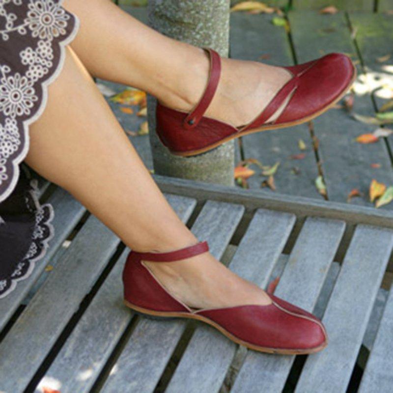 Leather Daily Flat Heel Sandals