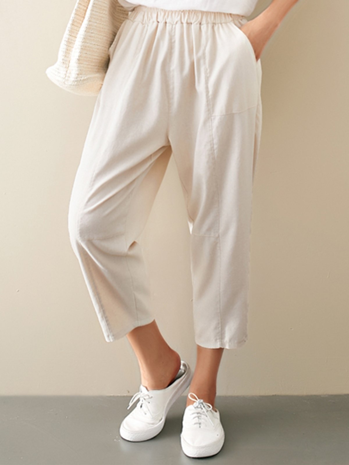 Plus Size Women Plain Casual Pants