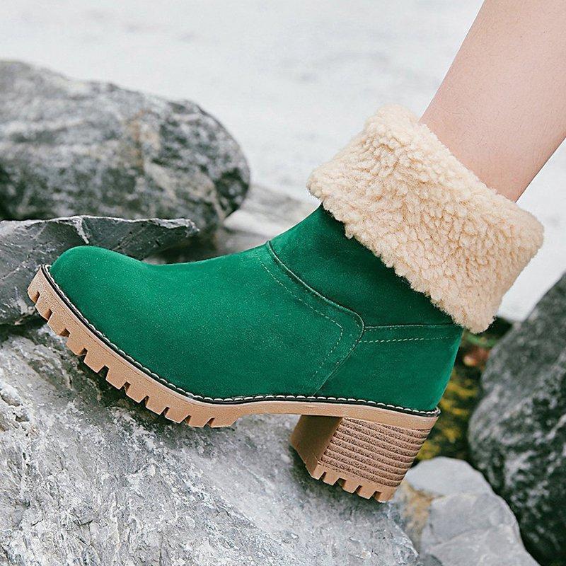 Women chunky heel casual snow boots