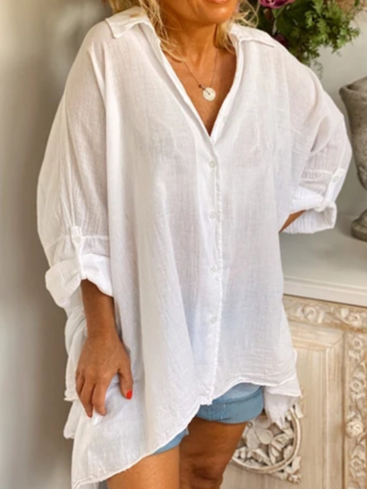 Casual Plus Size Tunic Shirts Tops