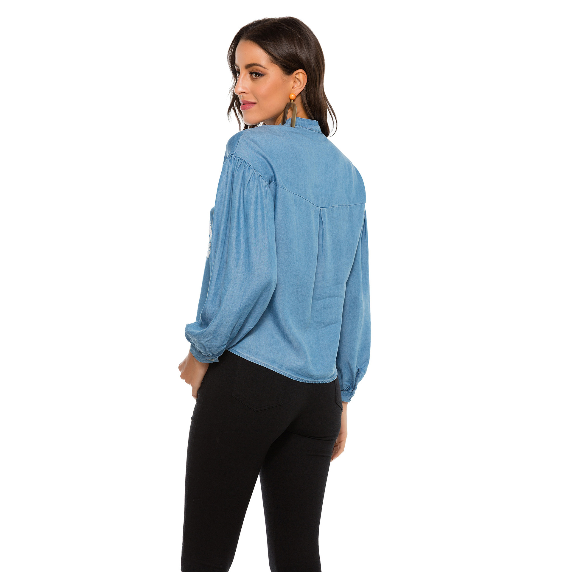 Women's Long Sleeve Embroidery Blouse Boho Style