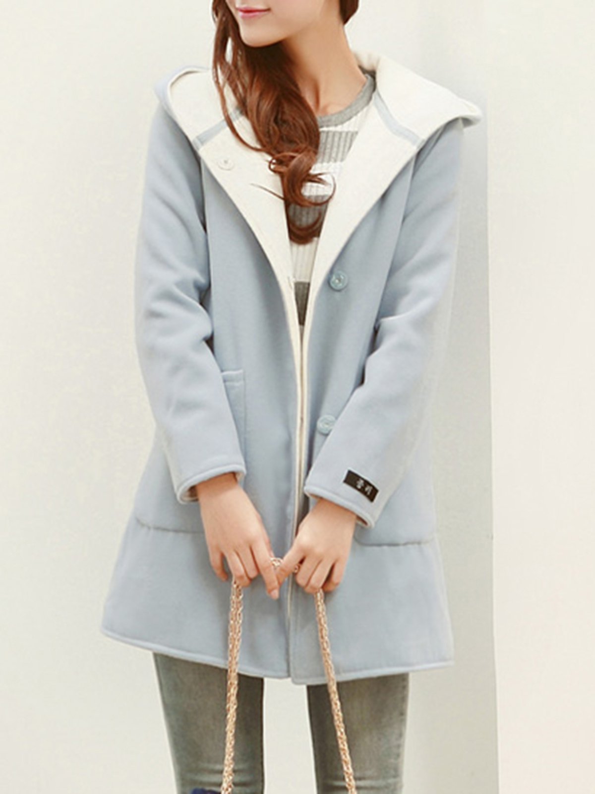 Pockets Casual Hoodie Plain Plus Size Coat