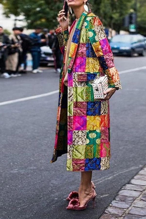 Stylish Vintage Square Printed Coat