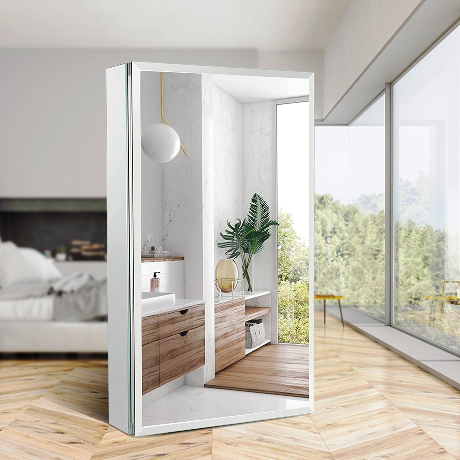 15*26 inch Mirror Surface Mount or Recess Aluminum Adjustable Shelves