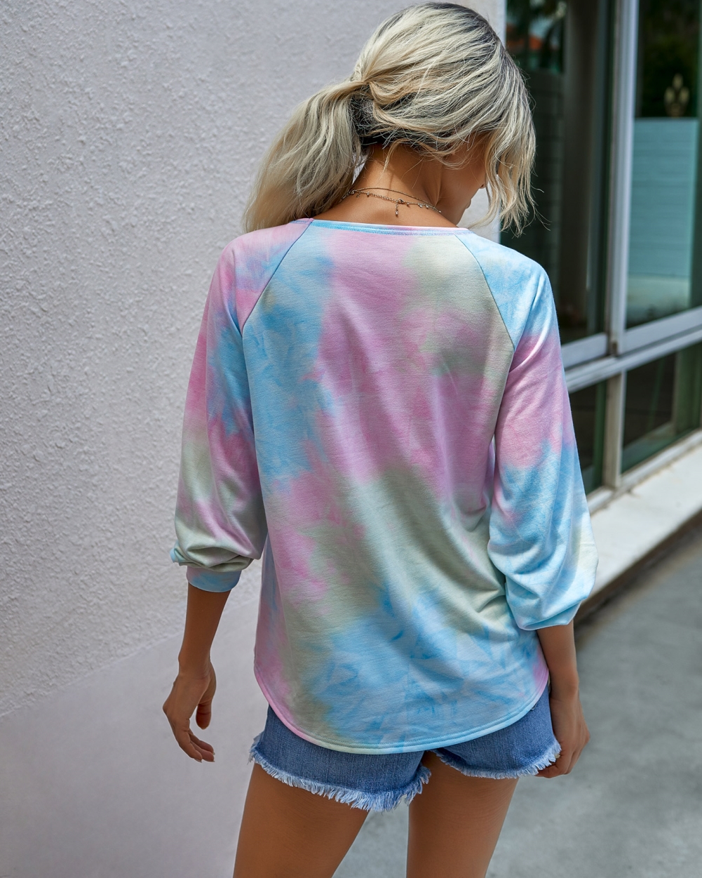 Autumn Tie Dye O Neck Long Sleeve Loose Shirt