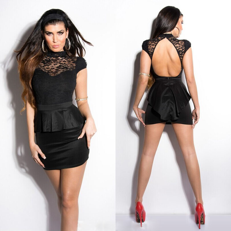 Keyhole Back Lace Upper Mini Club Dress