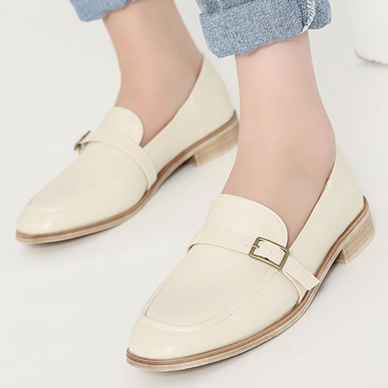 Casual PU Square Toe Low Heel Loafers