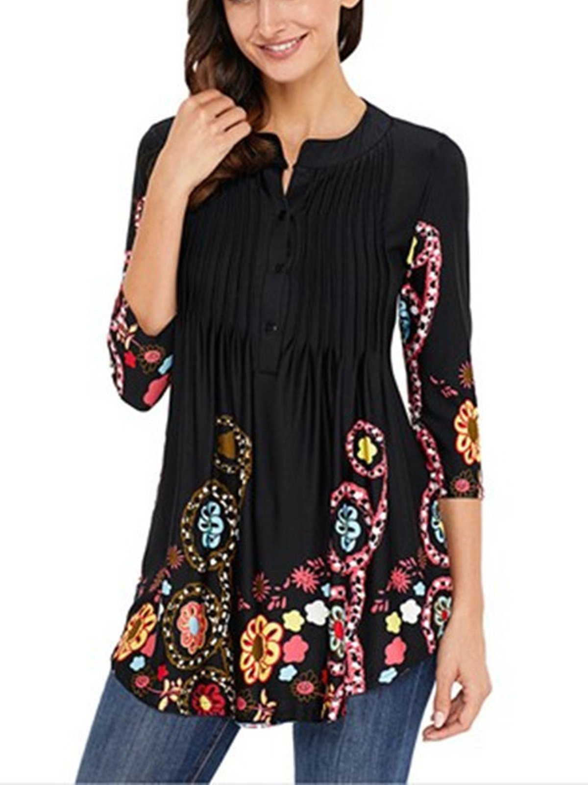 V Neck Half Sleeve Shirts & Tops