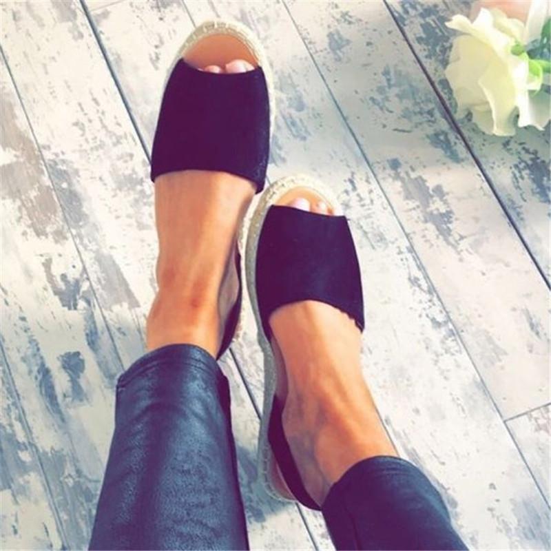 Women Summer Espadrilles Fashion Peep Toe Sandals Flat Sandals
