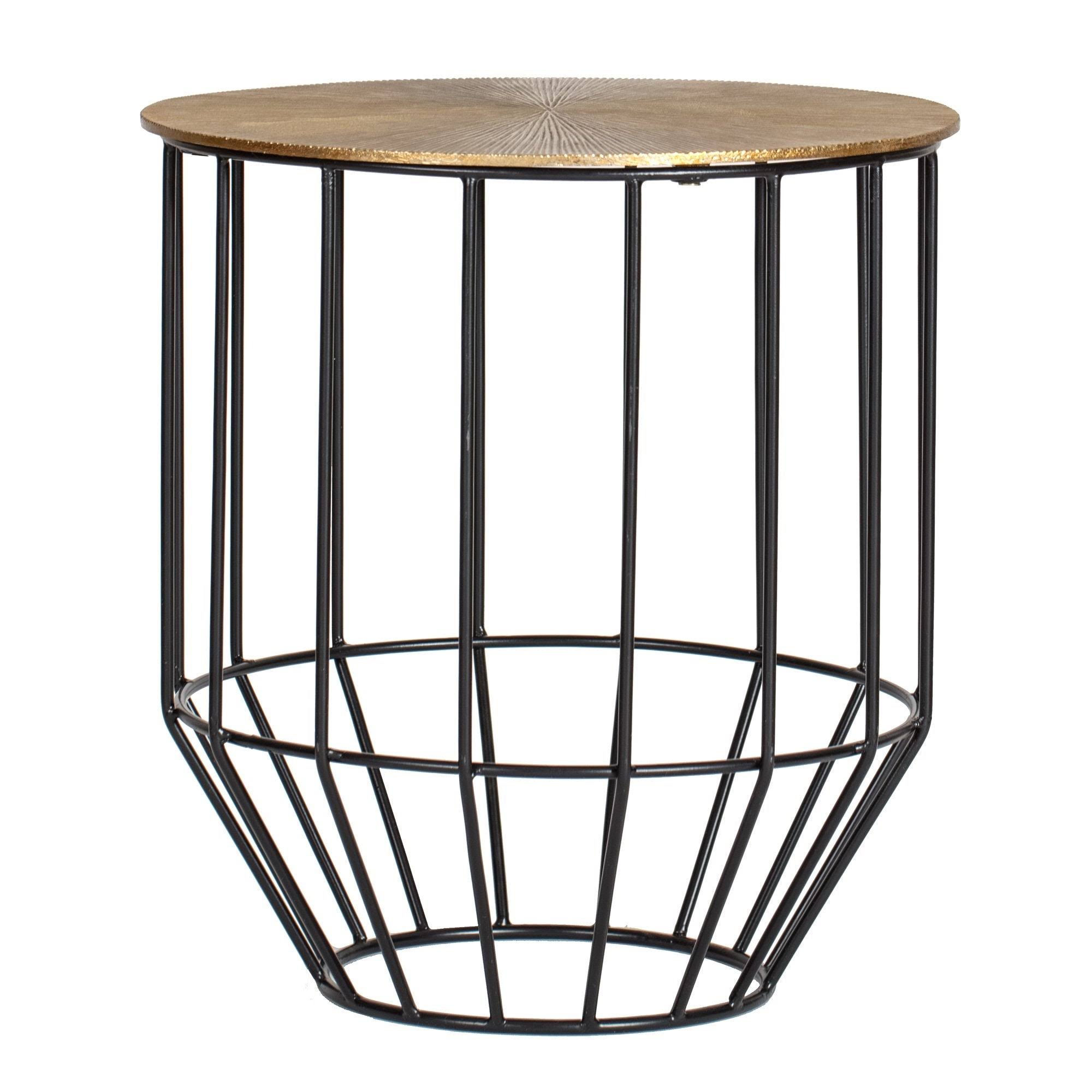 MADELEINE Home Harper 18 in. Gold Round Table Metal Top Round Side Table
