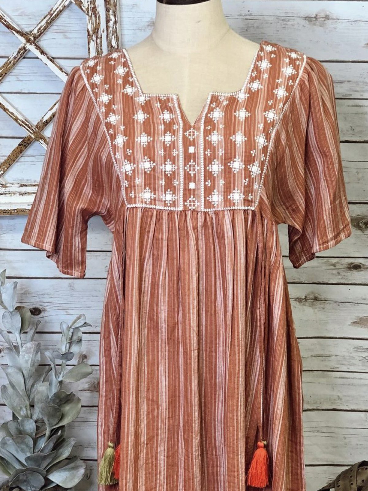 Boho Stripes Vintage Shift Fringed Dresses