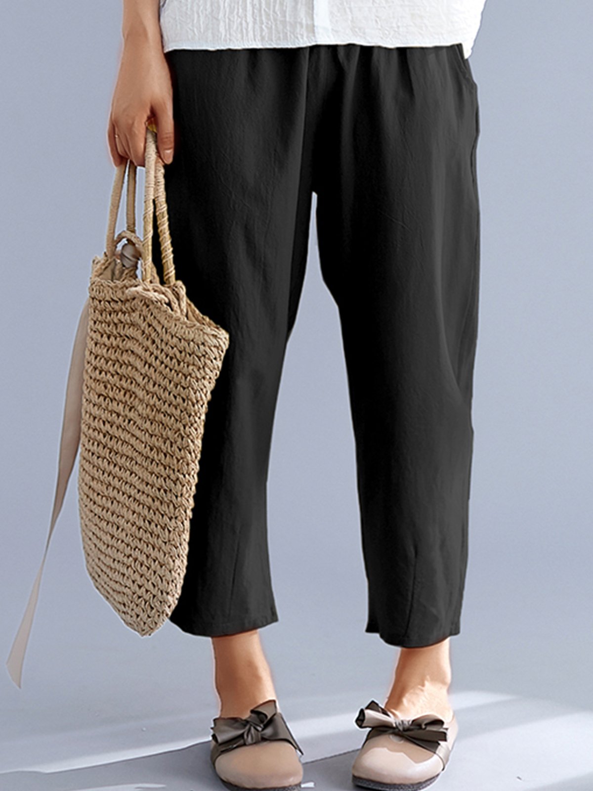 Plus Size Women Plain Casual Pants