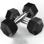 10Pair Rubber Dumbbells 5-50 lb with Dumbbells Rack Hexagonal Home Gym Equipment