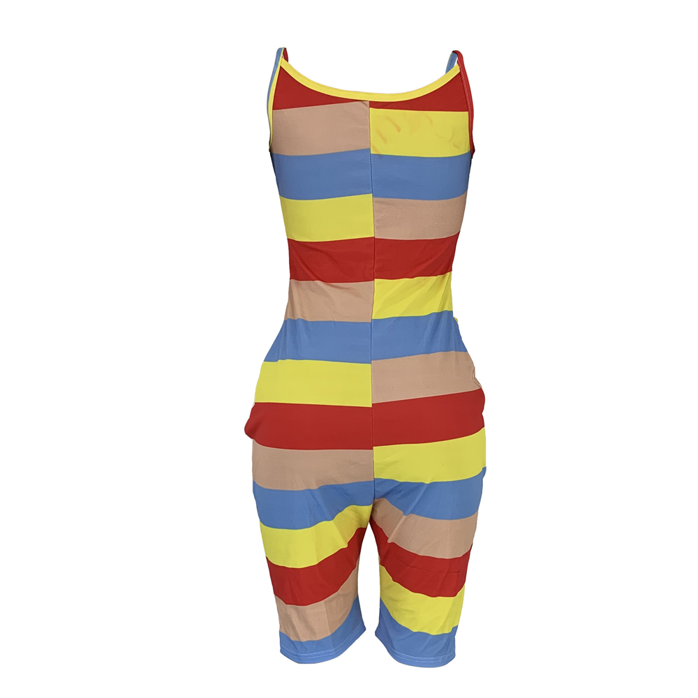 Sexy Colorful Straps Pocket Jumpsuit