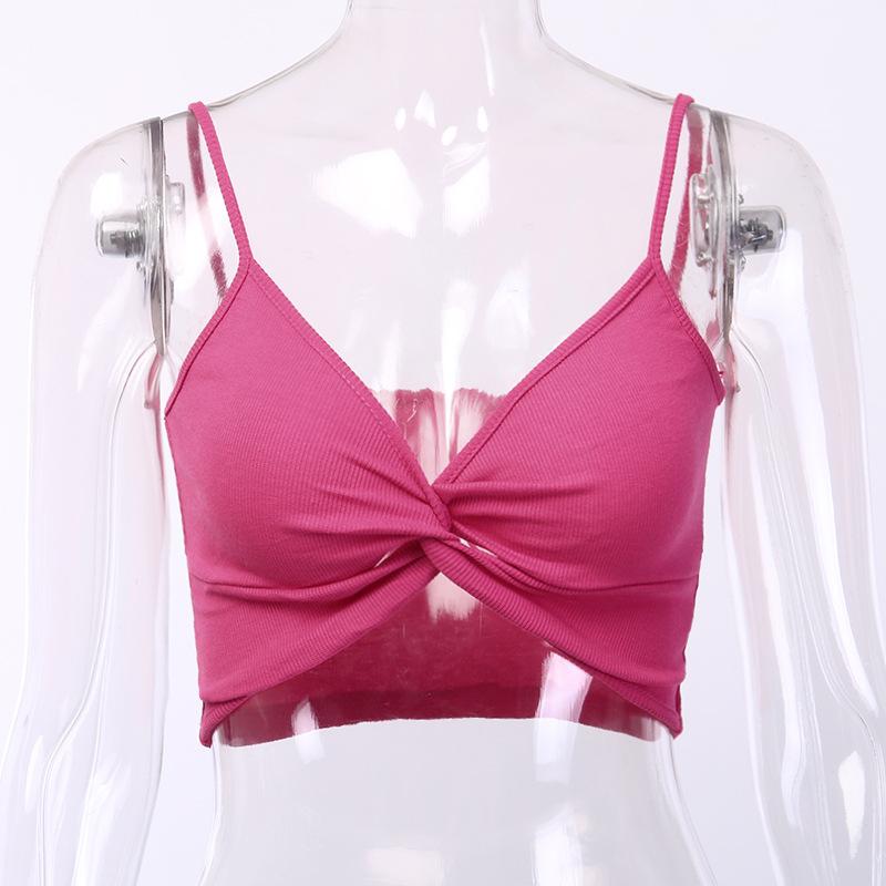 Solid Deep V-Neck Sleeveless Ladies Crop Sexy Tank Tops