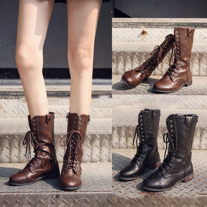 Women Vintage Booties Casual Lace Up Plus Size Shoes