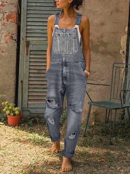Women's Casual Denim Rompers
