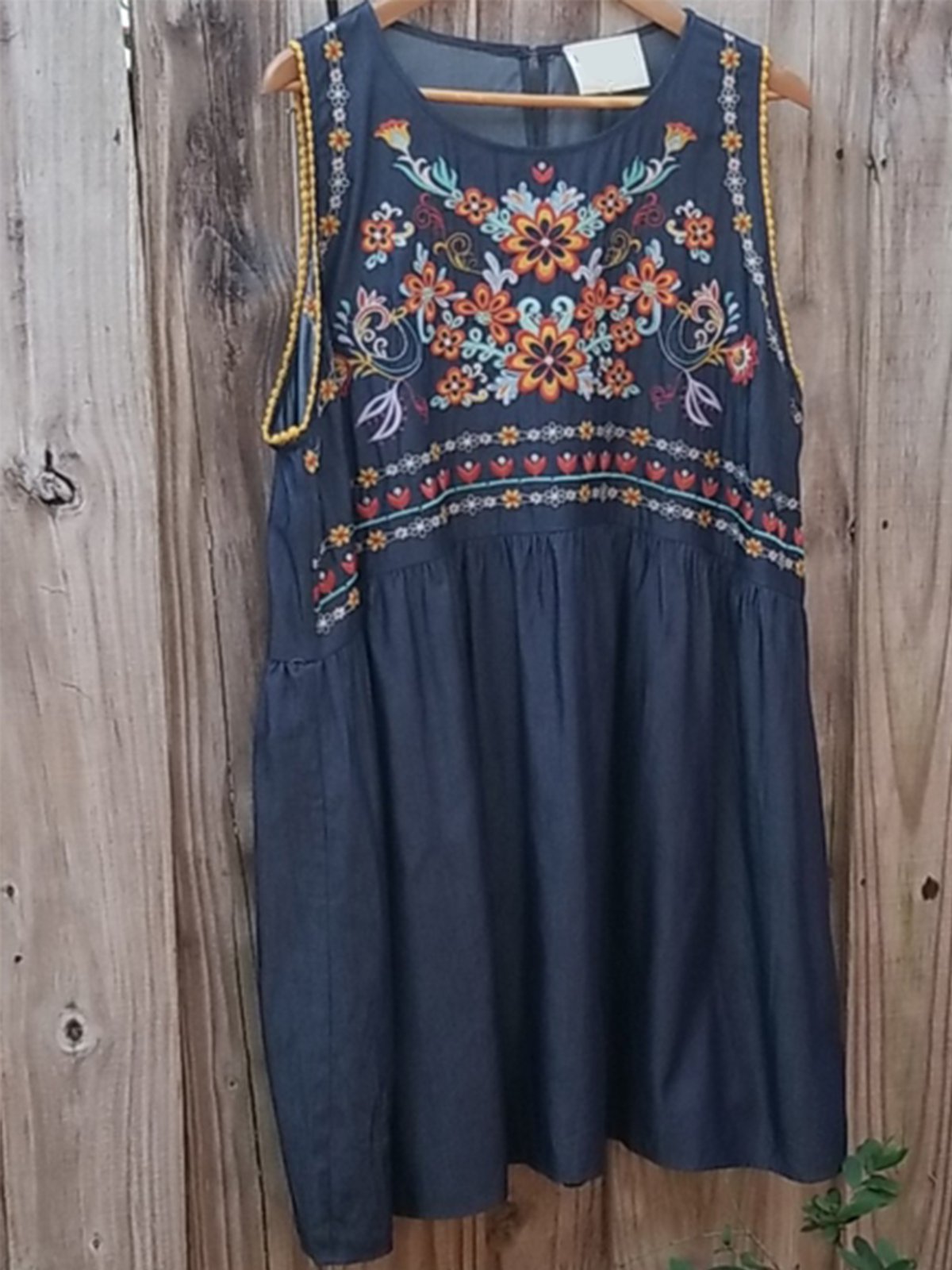 Vintage Crew Neck Sleeveless Floral Shirts & Tops