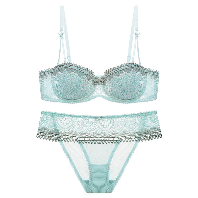 Varsbaby Half cup ultra - thin lace sexy bras ladies bra sets women underwear