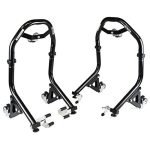 Venom Sport Bike Motorcycle Front & Rear Combo Wheel Lift Stands w/ Dolly Wheels
