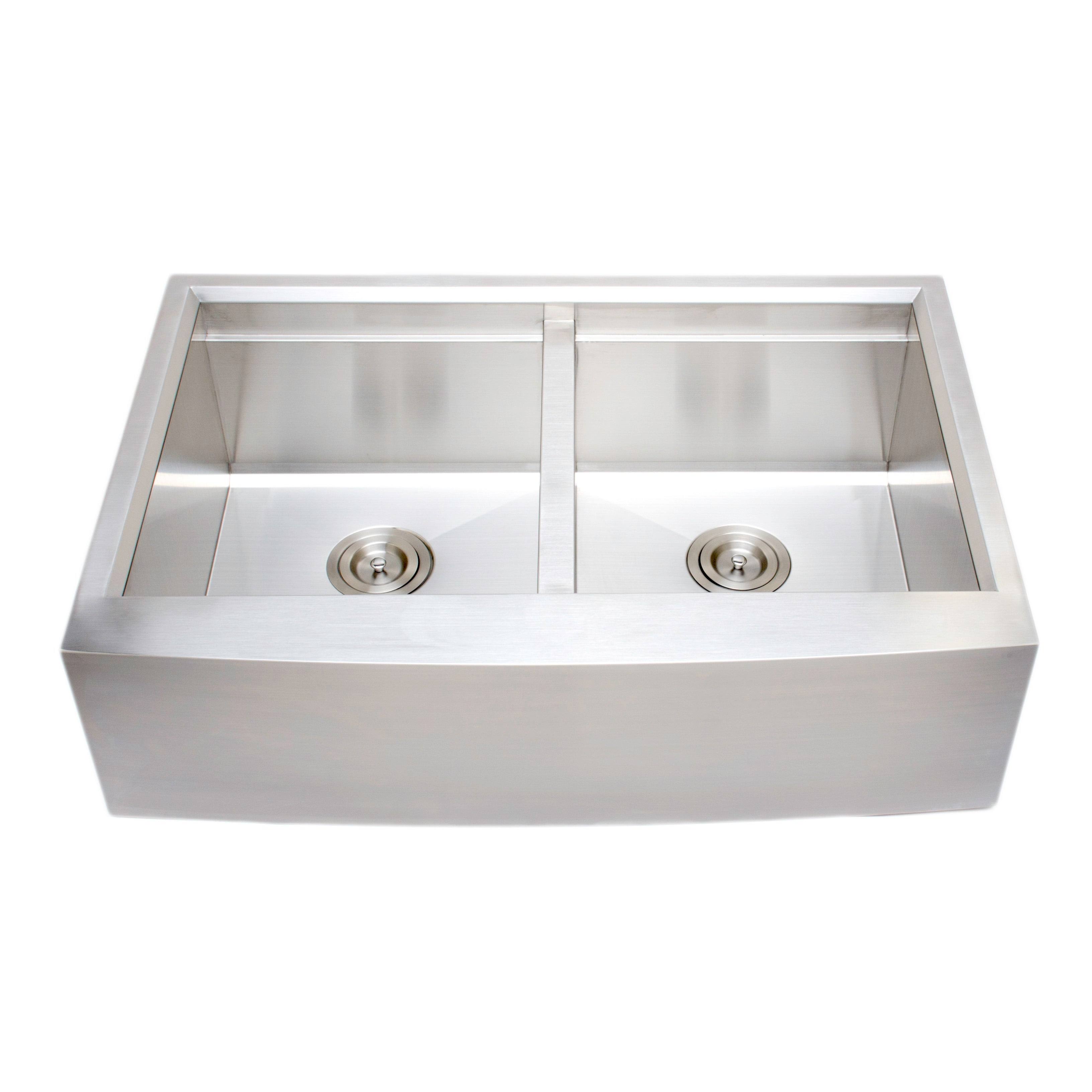 Wells Sinkware 3D Series 33-inch Equal Double Apron Stainless Steel Kitchen Sink w/ Companion Colander and Cutting Board