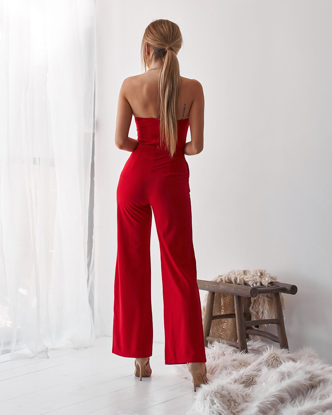 Sexy Strapless Cut Out Sheer Jumpsuit