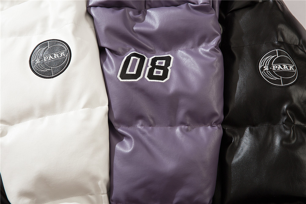 字母刺绣加厚皮衣男式ins欧美潮牌棉衣bf原宿风街头潮流宽松棉服