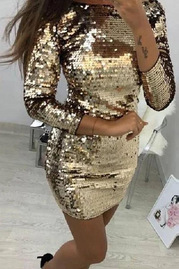 Casual Sequins   Sparkling Crystal Mini Bodycon Dresses