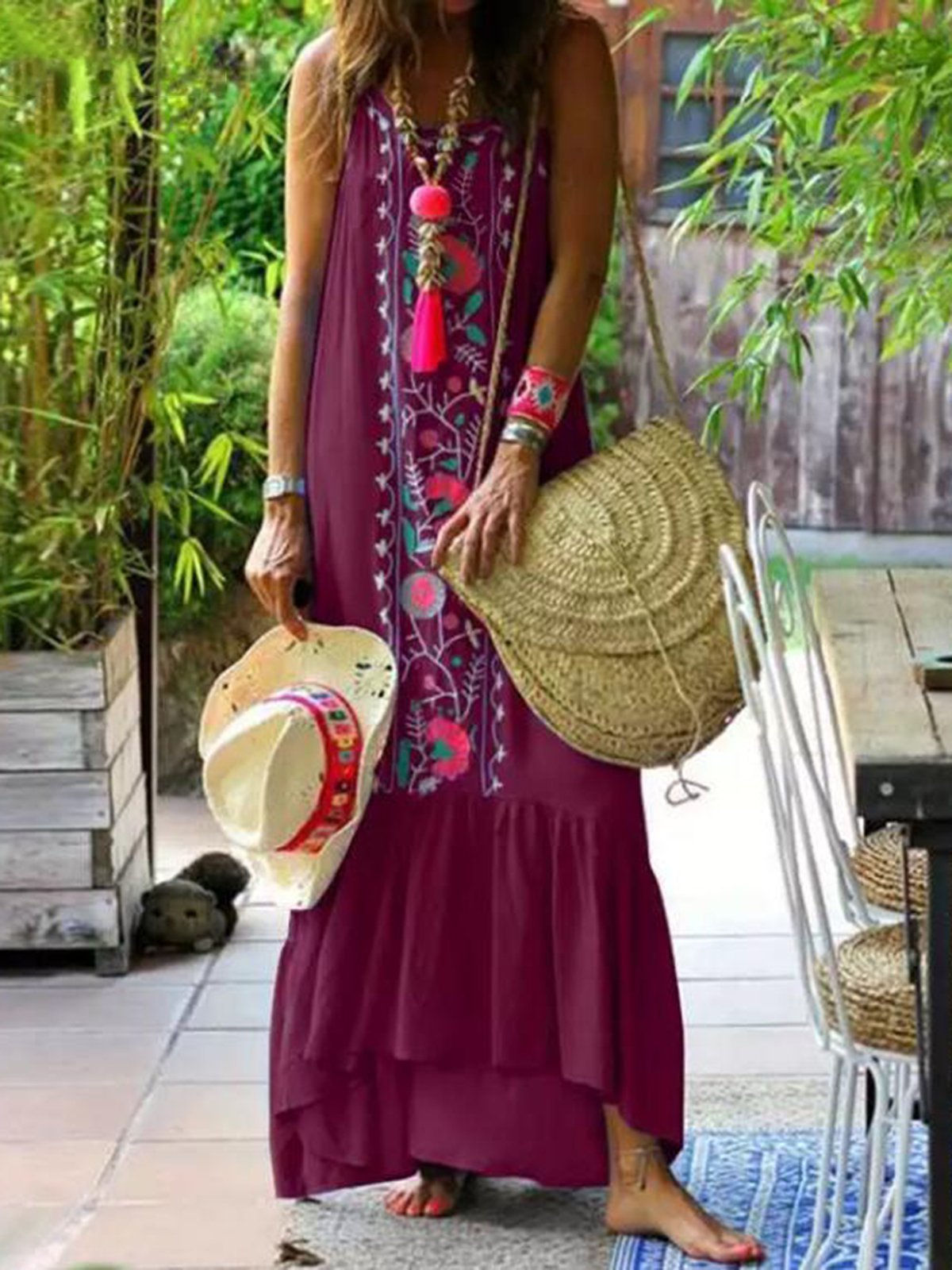 Sleeveless Holiday V Neck Maxi Dresses
