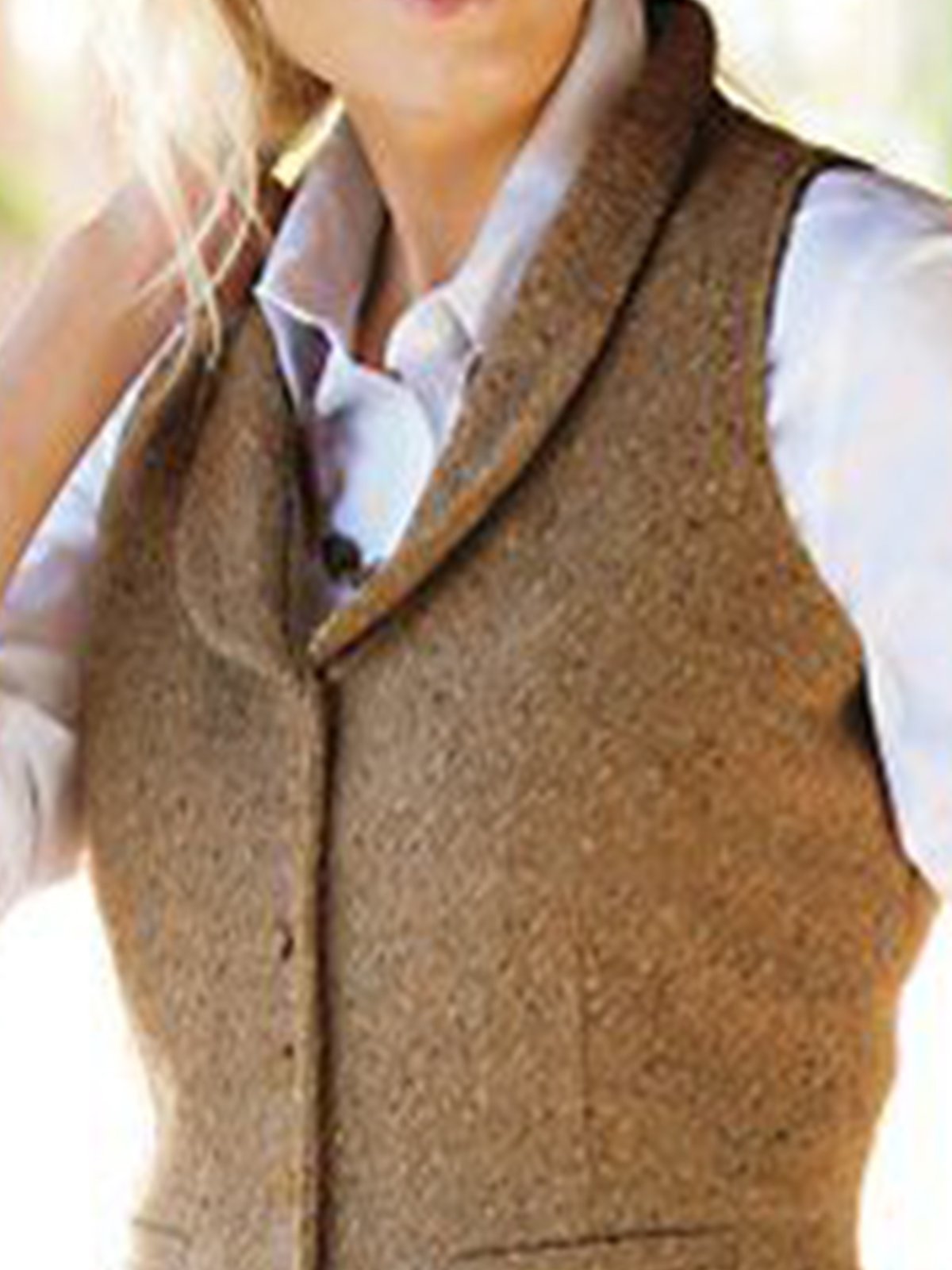 Light Brown Sleeveless Sheath Vests