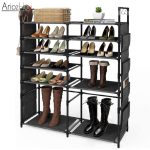 Shoe Rack Shoe Organizer 8 Tiers 38-42 Pairs Large Metal Boot Shelf With Versatile Hooks