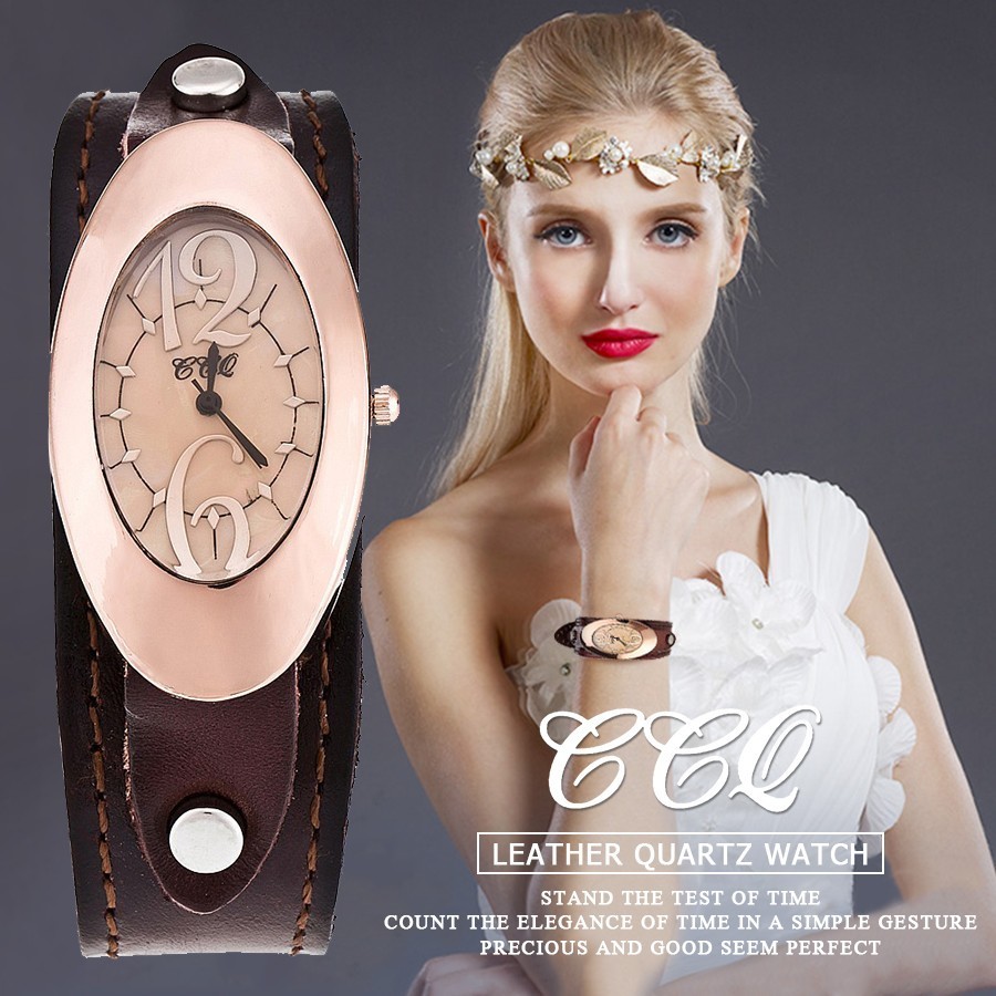 2017 CCQ Brand Luxury Genuine Leather Strap Fashion Watch Casual Women Quartz Wristwatch Relogio Feminino Hot Selling