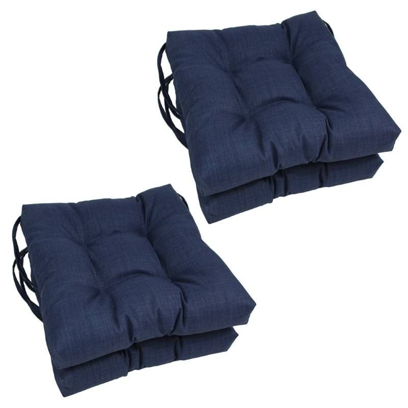 Blazing Needles 16-inch Solid Micro Suede Square Tufted Chair Cushions (Set of 4) - Grey