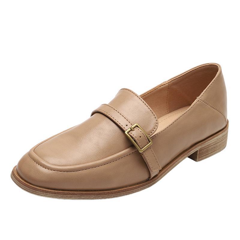 Casual PU Square Toe Low Heel Loafers