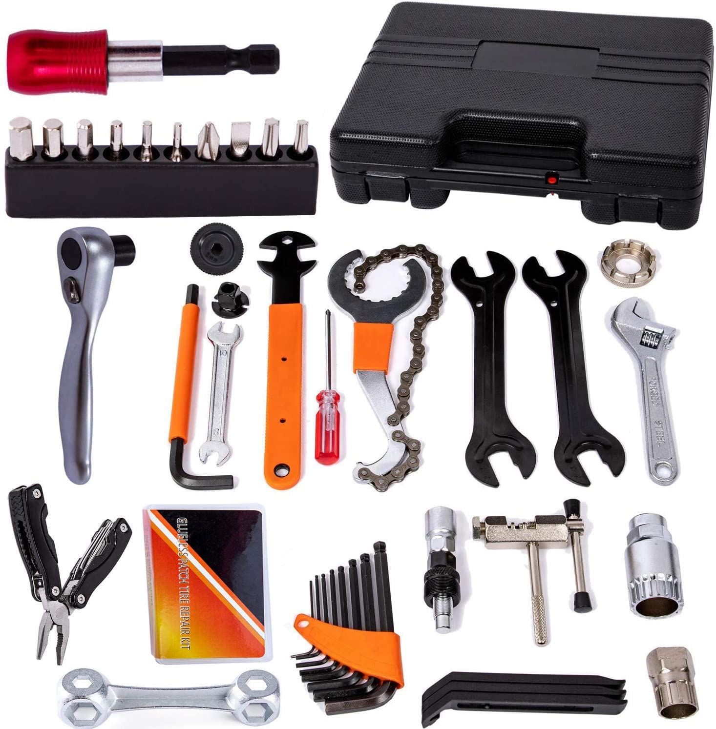 Bicycle Tool Kit Set with Reversible Drive Ratchet Tool, Chain Tool Bike Tire Tool Pedal Wrench