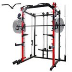 Mikolo Smith Machine Cage,1600LBS Power Rack Cage with LAT Pull-Down System and Weight Bar, Multi-Functional