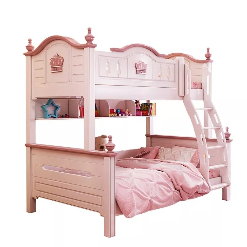 CHILDREN BED MODERN PINK PRINCESS BED KIDS BUNK BEDS DOUBLE GIRLS BEDROOM FURNITURE WOODEN AMERICAN STYLE HIGH QUALITY