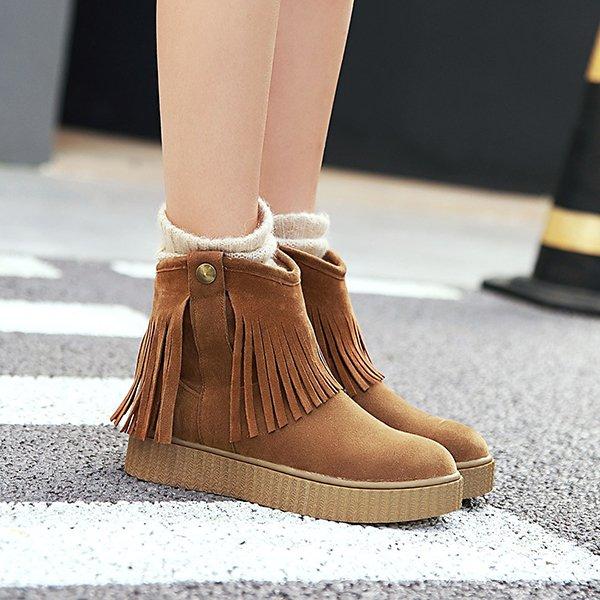 Tassel Daily Low Heel Artificial Leather Ankle Boots