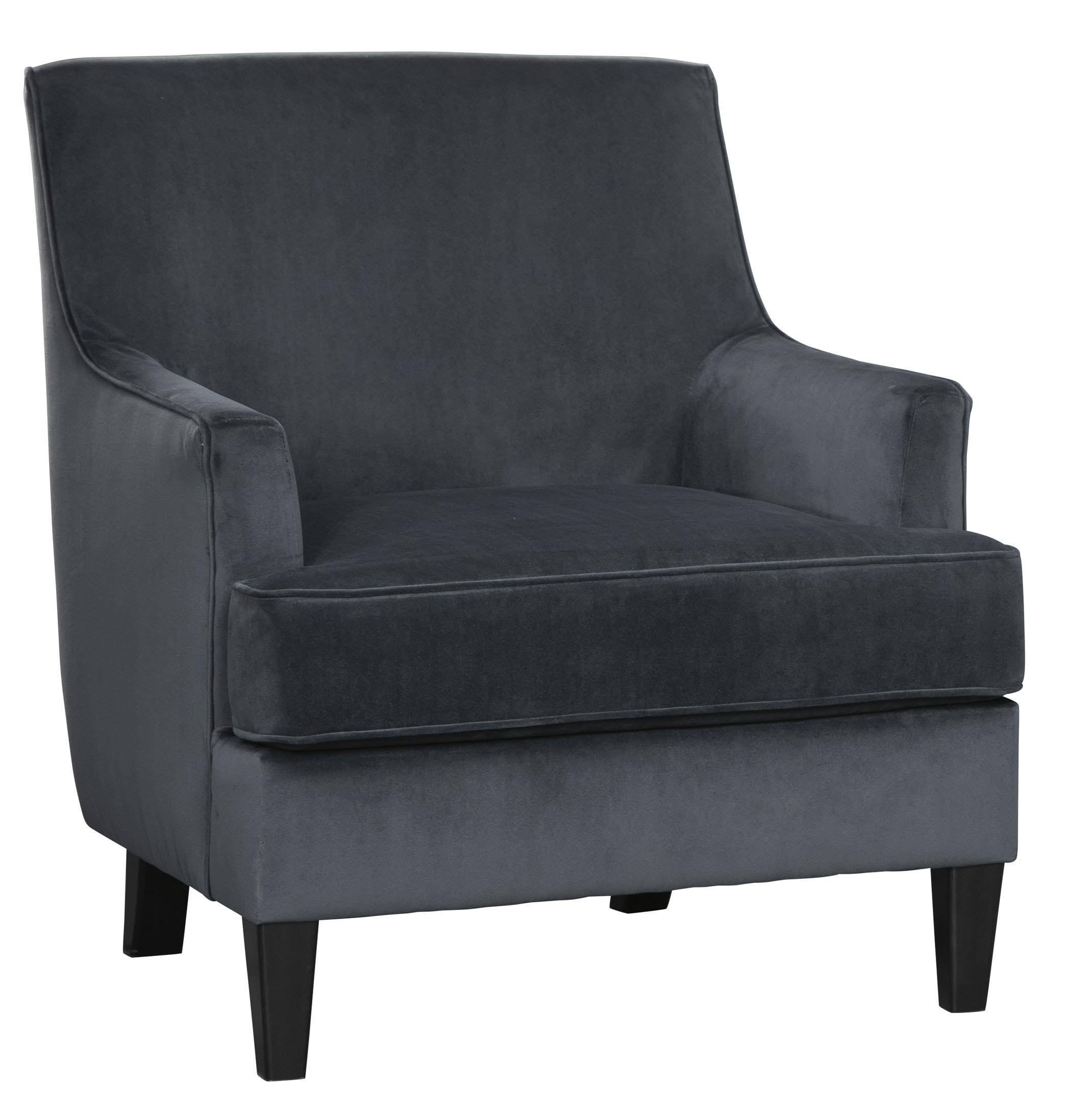 Fabric Upholstered Wooden Accent Chair with Sloped Arms, Dark Gray