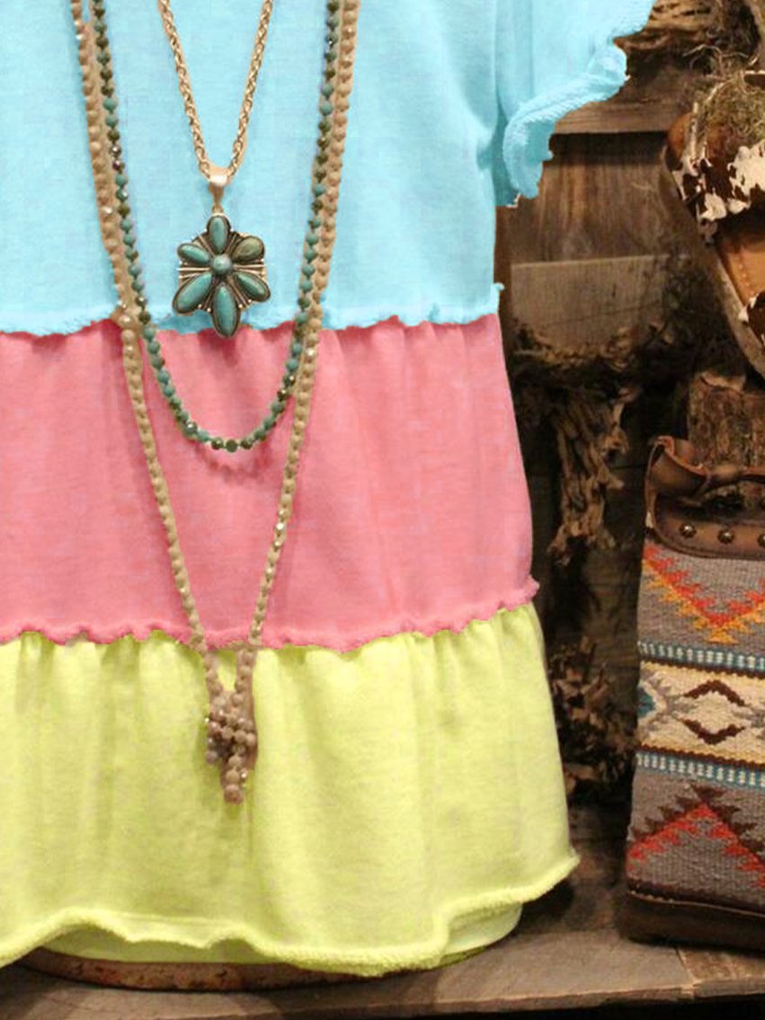 Paneled Short Sleeve Jersey Shirts & Tops