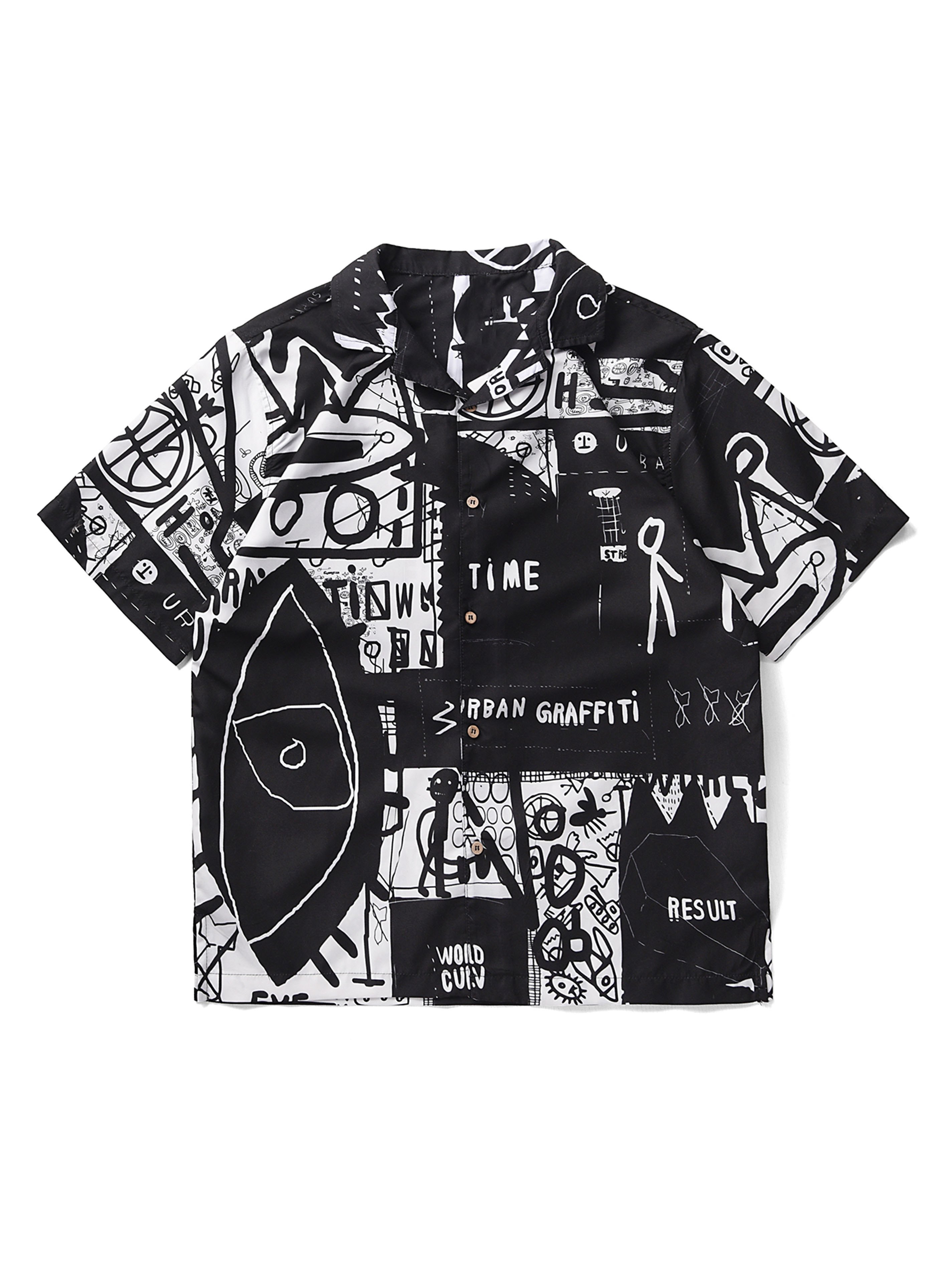 Men’s Darkness Abstract Print Button Blouse