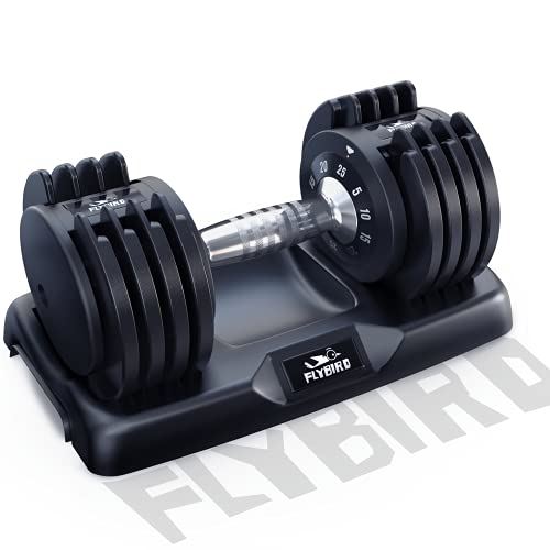 FLYBIRD Adjustable Dumbbell,25 lb Single Dumbbell with Anti-Slip Metal Handle