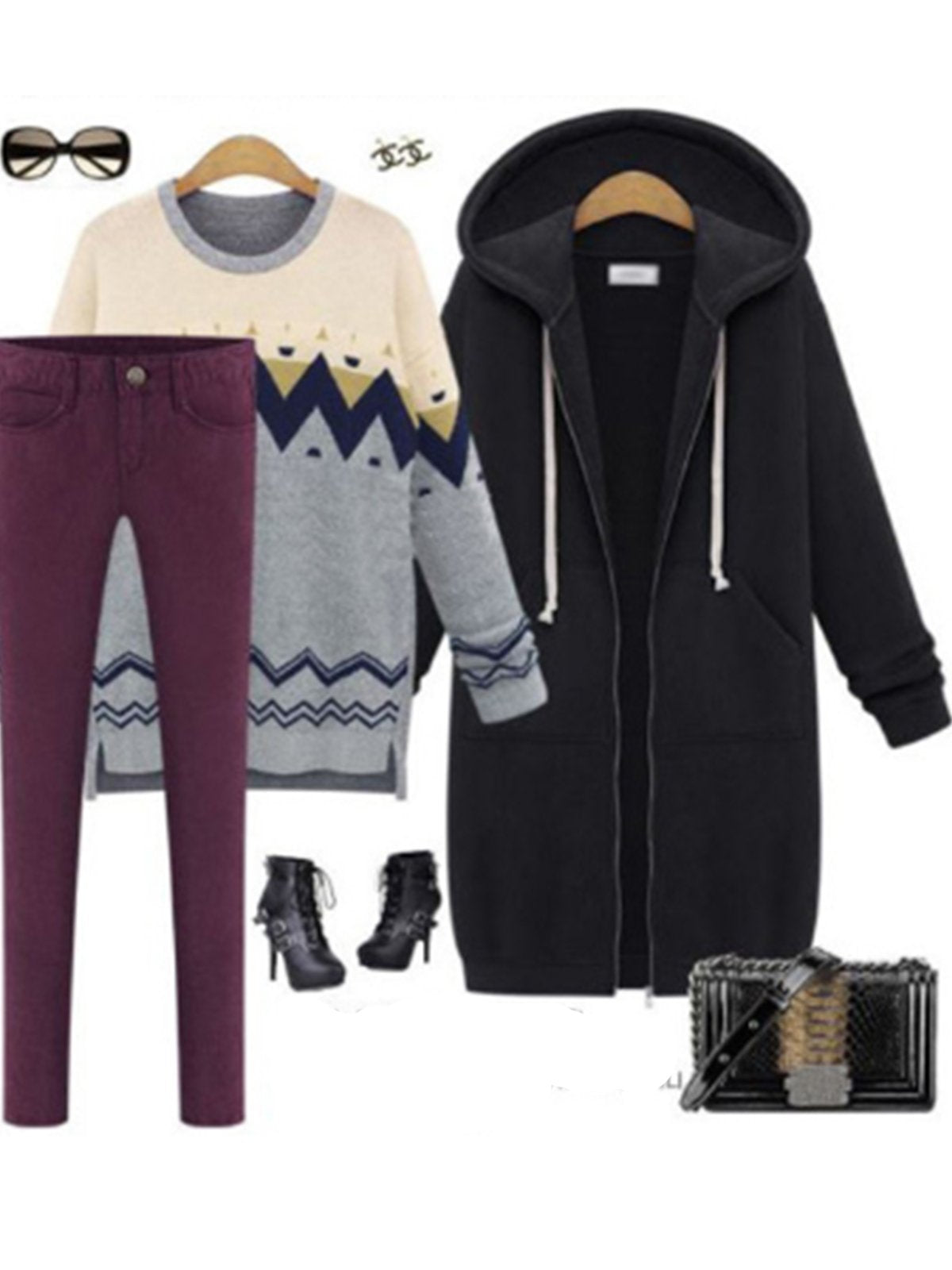 Deep Gray Shift Plain Pockets Casual Coats