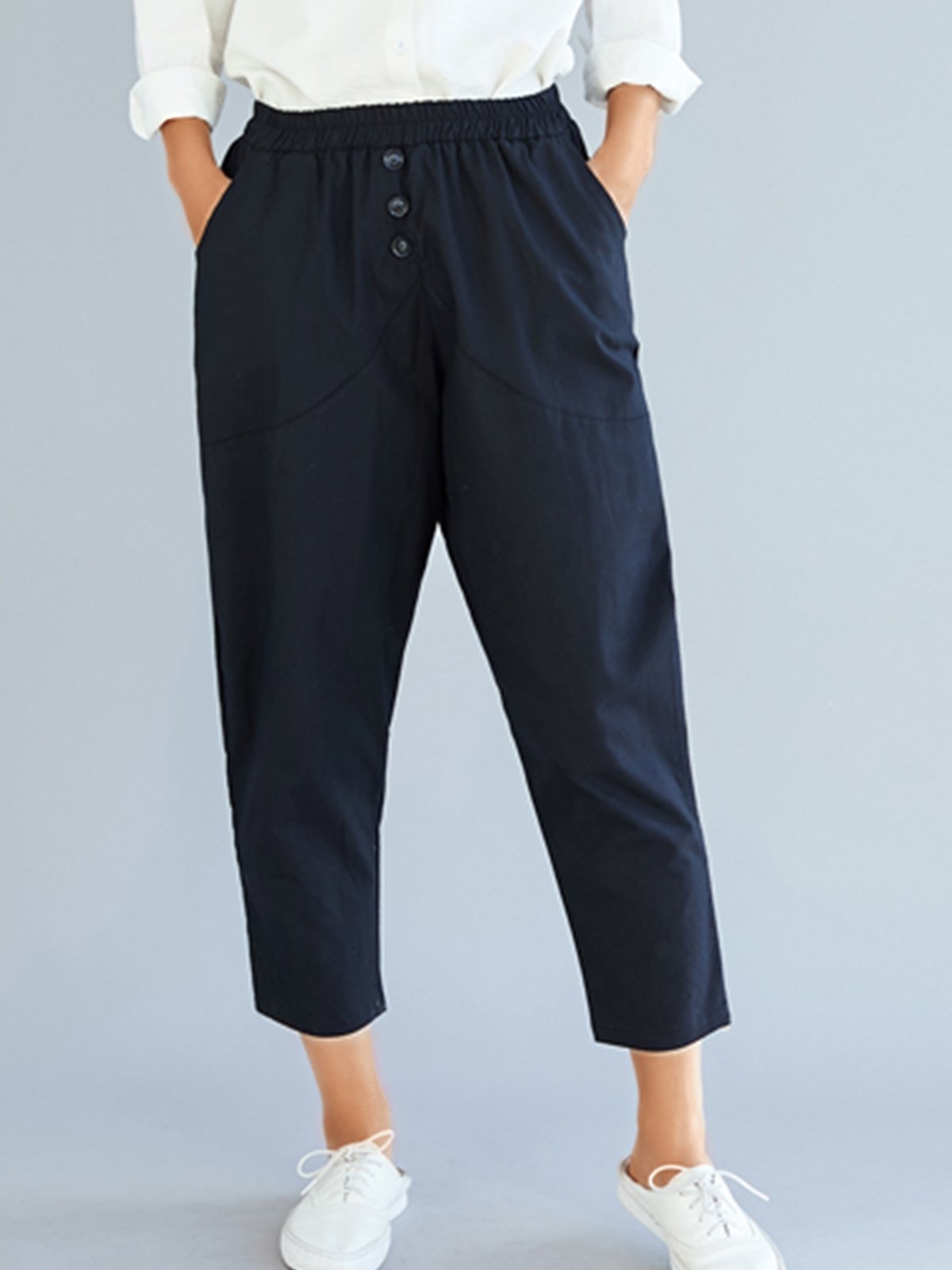 Plus Size Women Plain Casual Pants